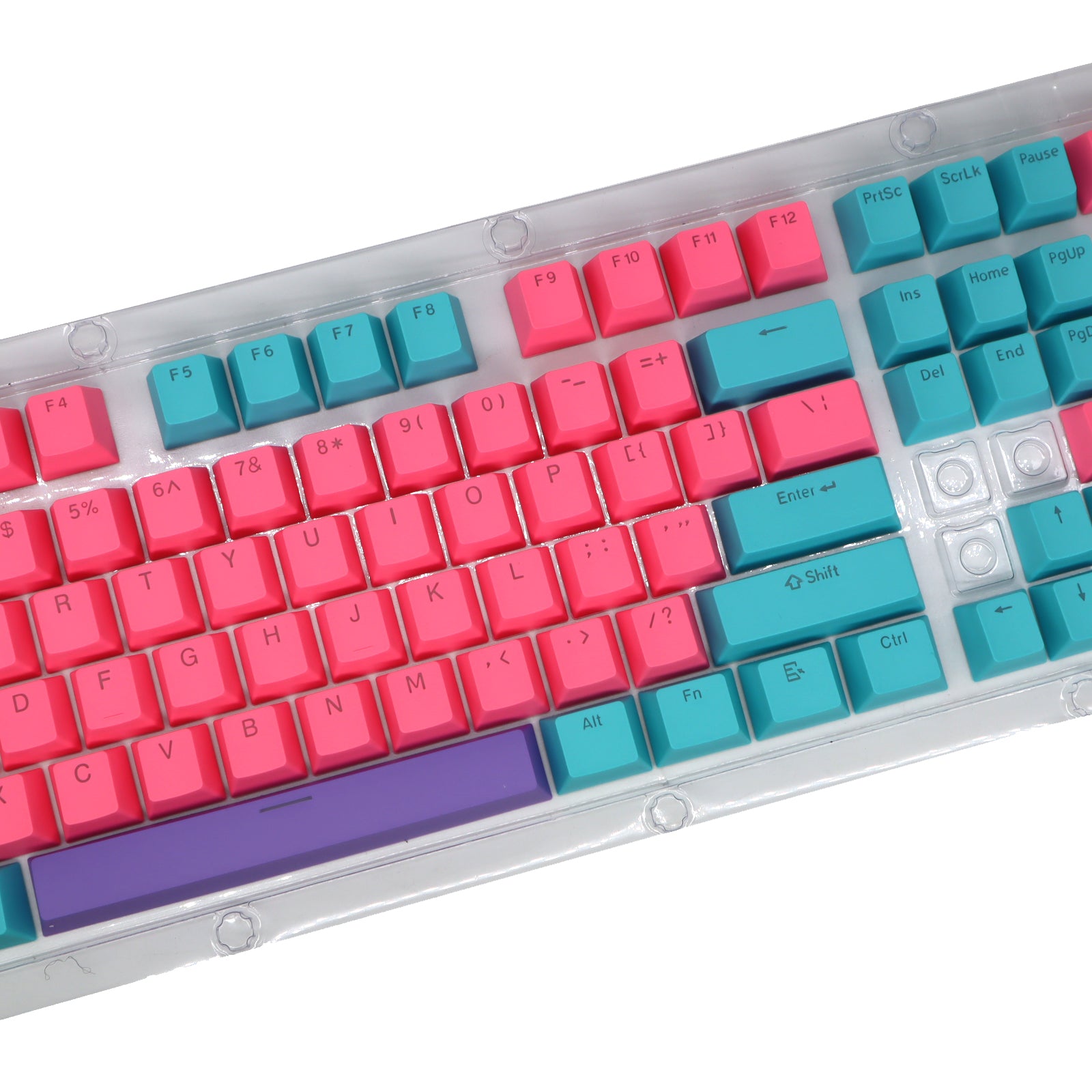 Pink, Purple, and Cyan 104-Piece Backlit Keycaps Set for Mechanical Keyboard - OEM Profile