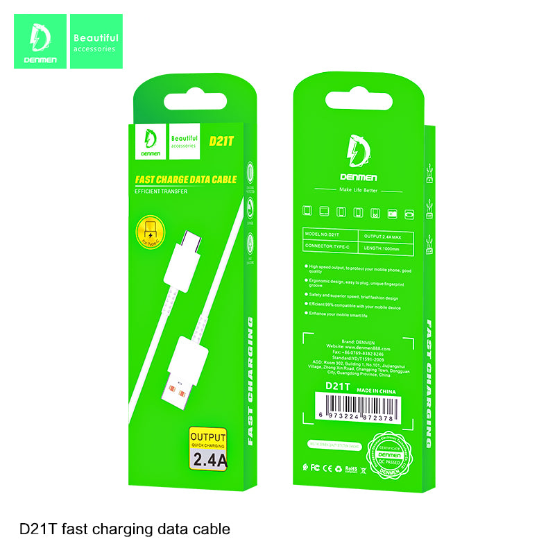 Denmen USB to Type C Cable D21T White
