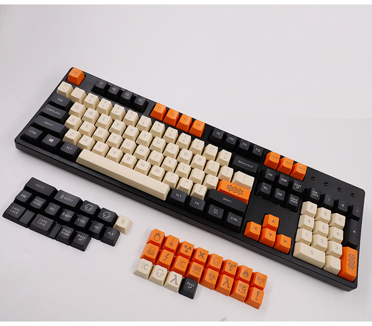 Black, Orange and White 104-Piece Backlit Keycaps Set for Mechanical Keyboard - OEM Profile