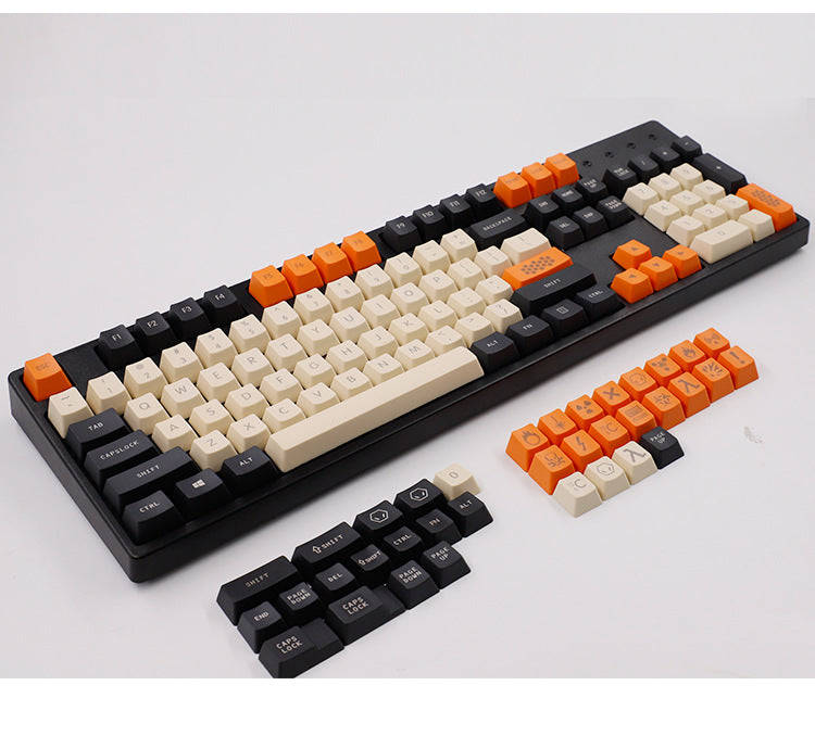 Black, Orange and White 104-Piece Backlit Keycaps Set for Mechanical Keyboard - OEM Profile