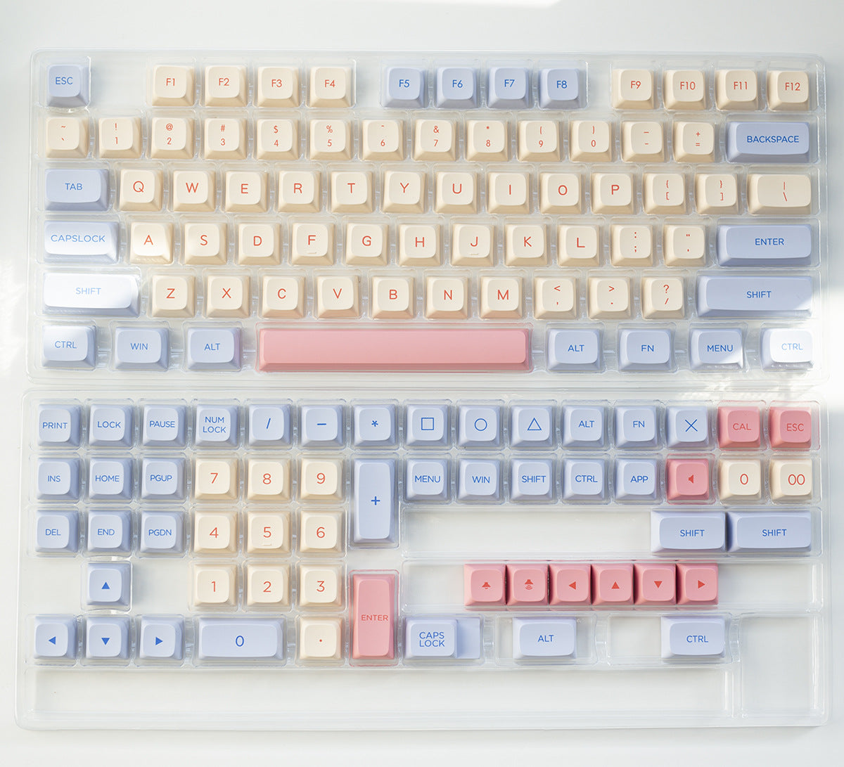 132 Key  Cotton Candy Mechanical Keyboard Keycaps -XDA Profile PBT- Full Set, Non-Backlit