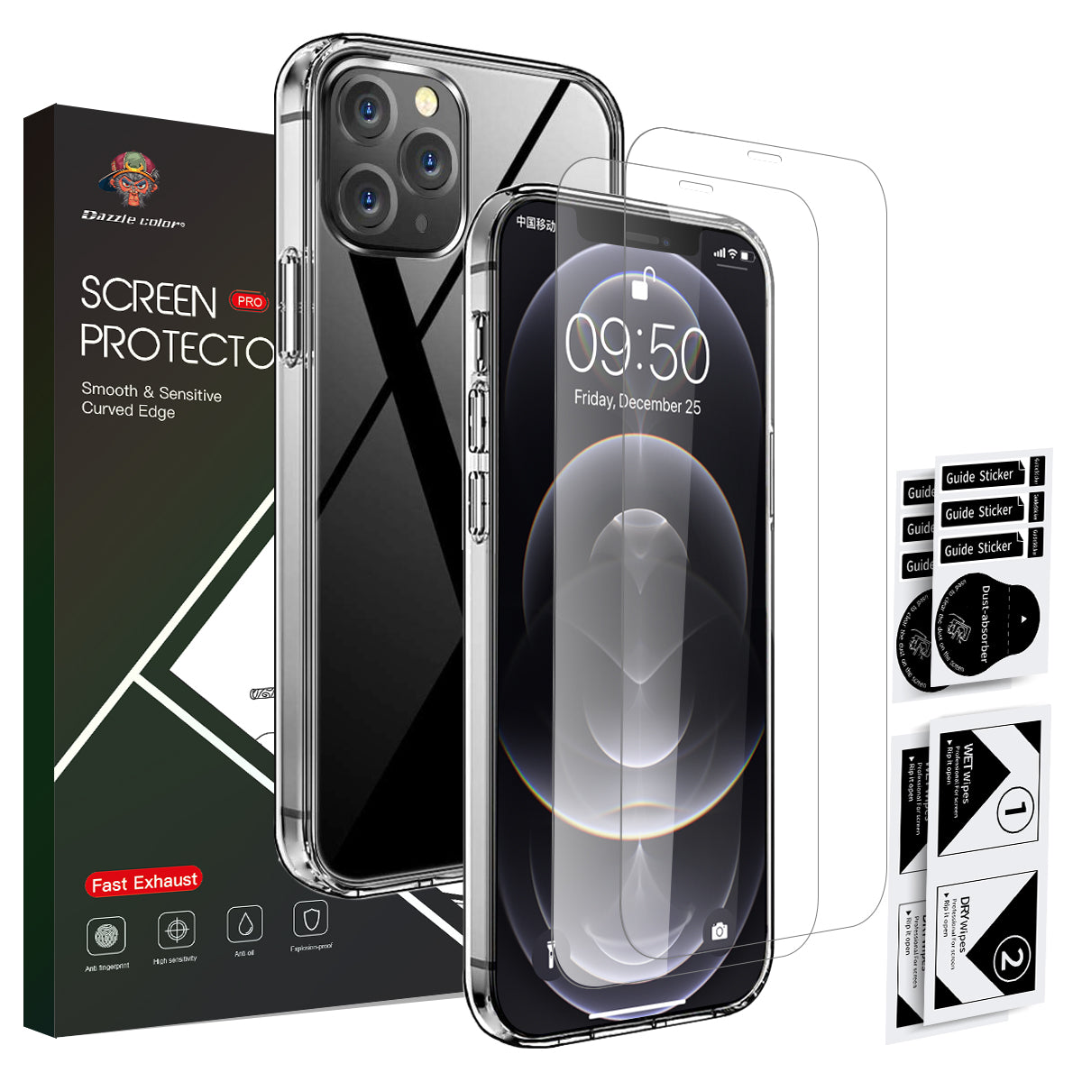 iPhone 11 Pro Max Clear Strong TPU Case and 2 Tempered Glass Screen Protectors
